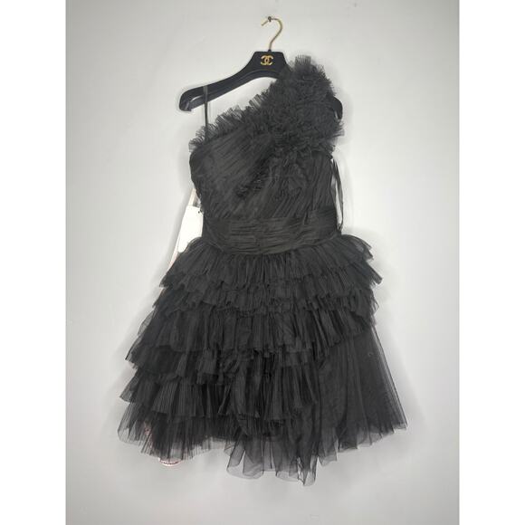 Mac Duggal Dresses & Skirts - NWT $698 Mac Duggal 4 20600 Tulle Ruffle One Shoulder Mini Dress Black Q903 Prom